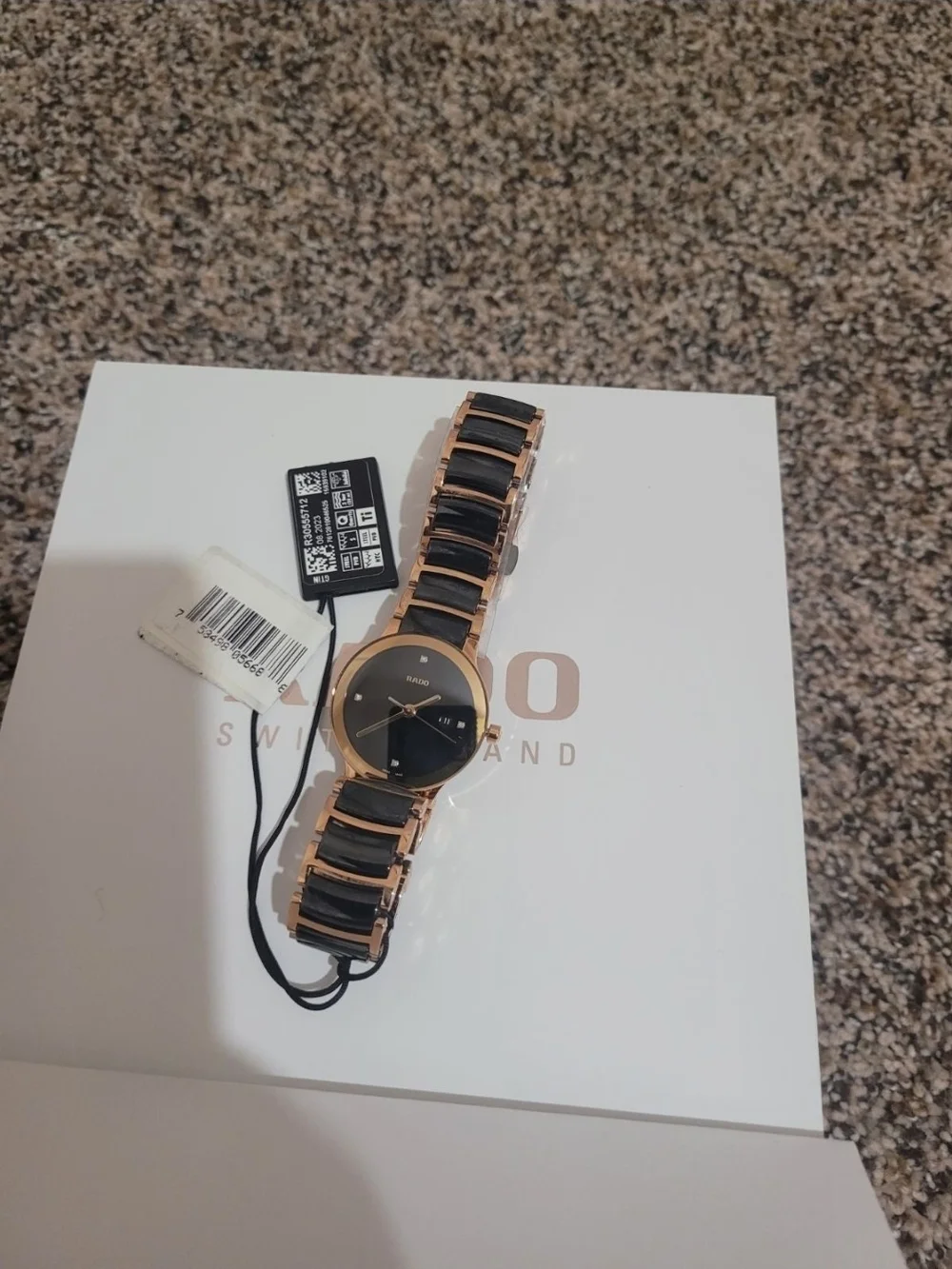 Rado Rose Gold and Black Swiss Ceramic Diamond Ladies Watch